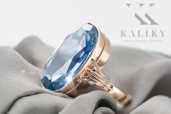 Originales Vintage-Roségold aus 14 Karat Aquamarin Ring Vintage vrc113r